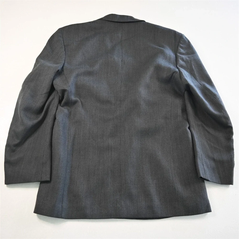 Vtg Cellini 42R Gray Tweed Double‎ Breasted Mens Blazer Suit Jacket Sport Coat